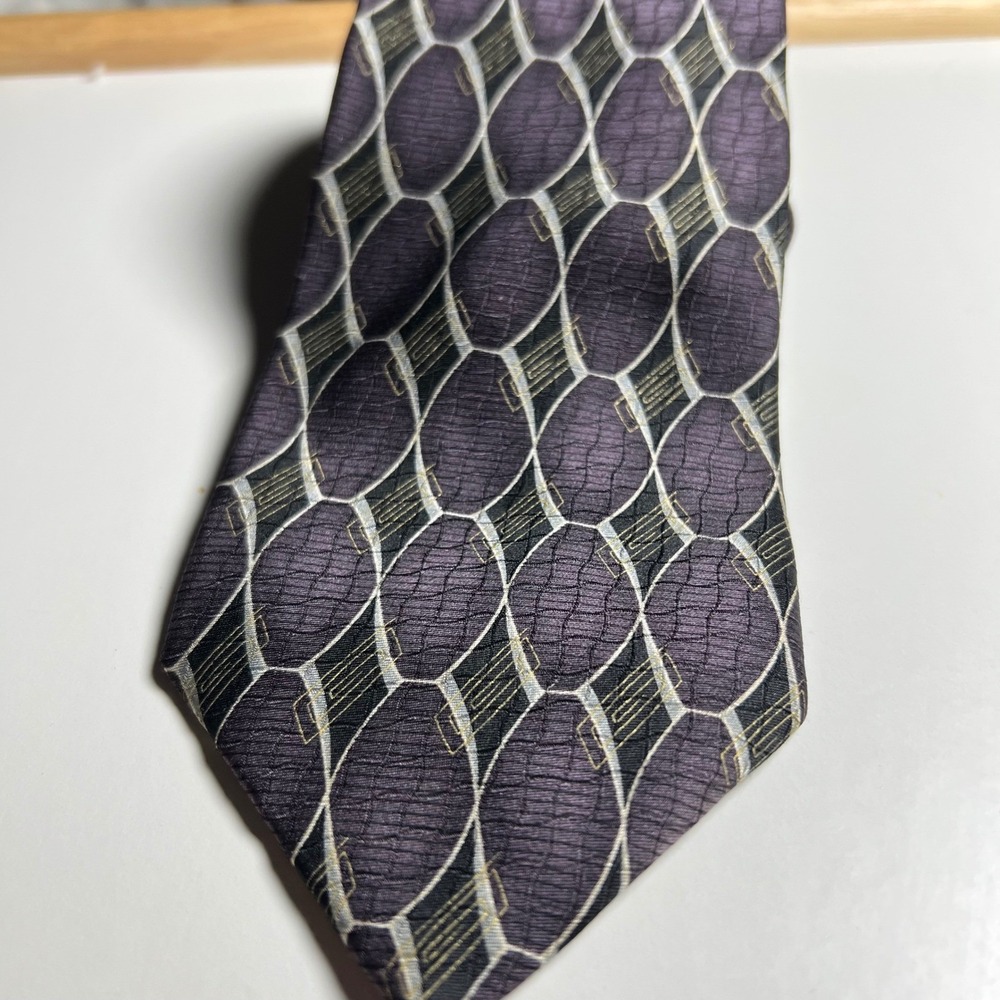 Today's Man Mens Necktie 100% Silk Geometric Honeycomb Purple‎ One Size